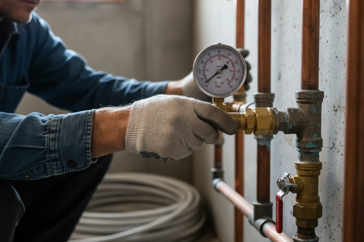 Pressure testing a repaired line during Water Line Repair in Orbisonia